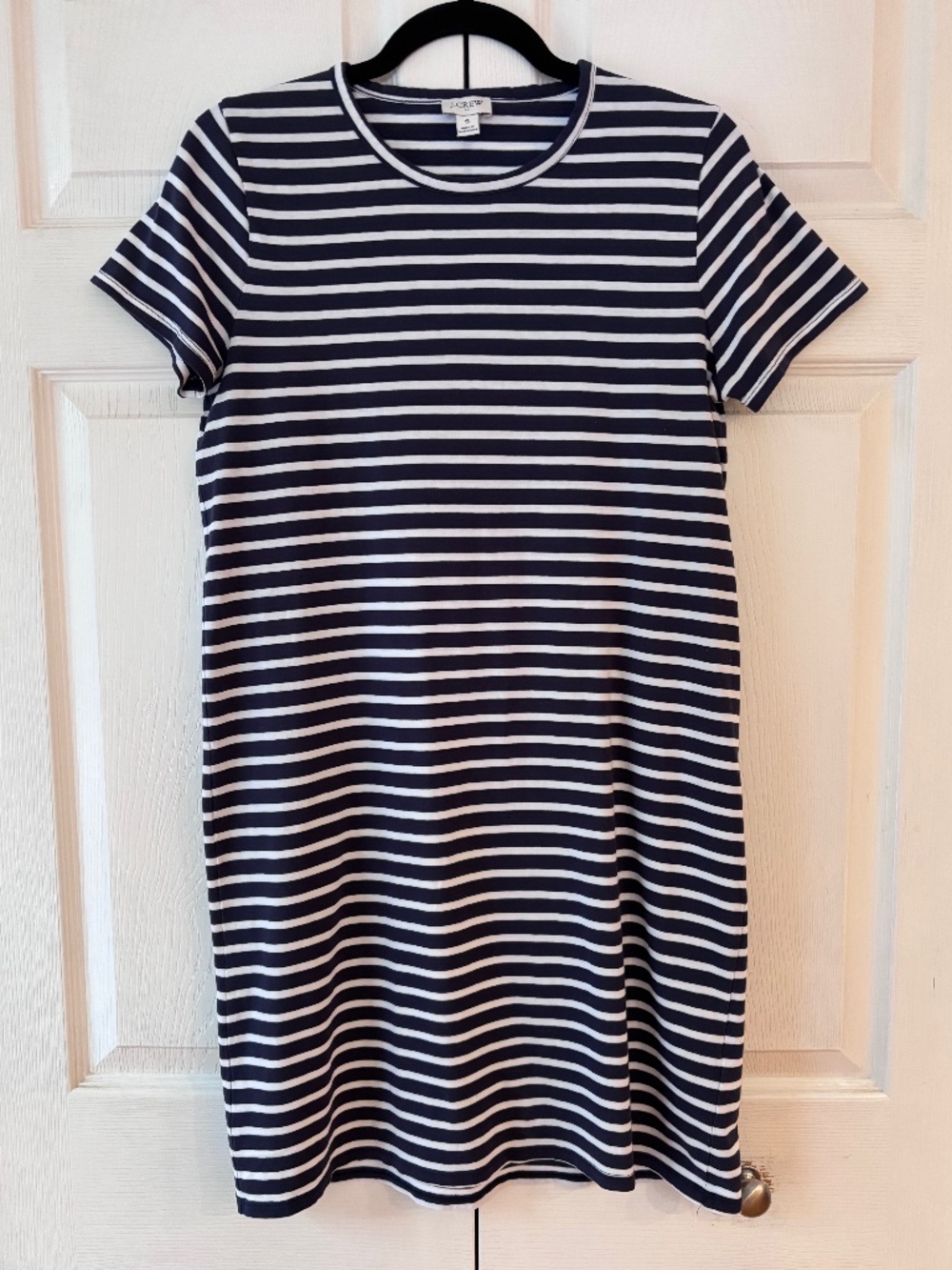 J Crew Navy Blue White Stripe T-Shirt Dress Size S